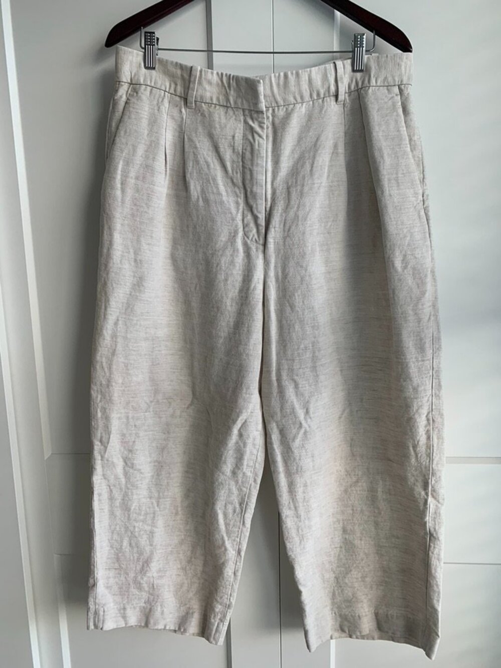 Aritizia The Effortless Pant Linen Blend High Rise Ankle Cropped Barrel Size 16